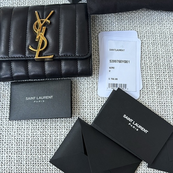 YSL Yves Saint Laurent black leather wallet - Picture 5 of 13